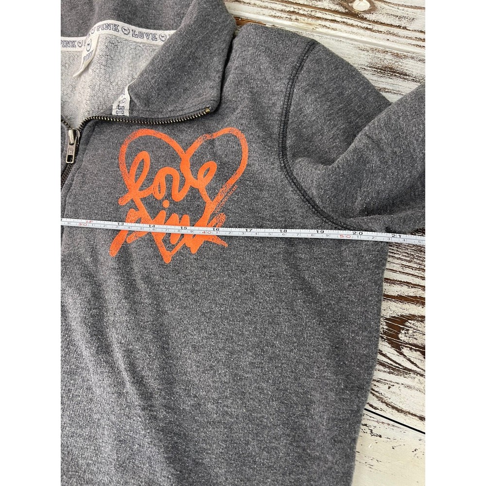 Pink Victoria Secret Love Pink‎ Women Medium Gray 1/4 Zip Sweatshirt - Picture 5 of 8